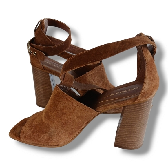 Size 9/40 Christian Di Riccio Suede, Women's Pumps Tan Boho Caramel Hippie - Picture 1 of 10
